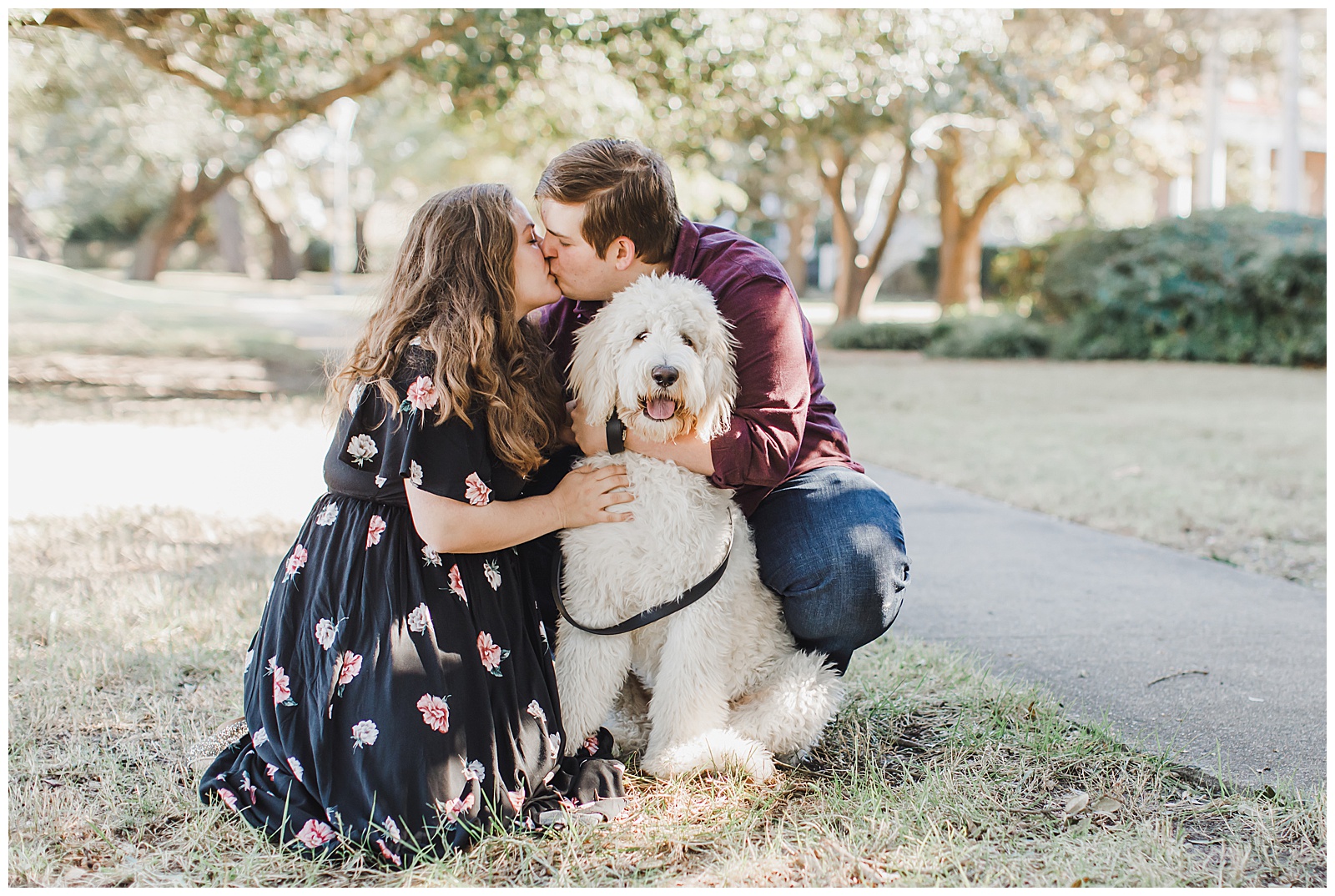 engagement session at fort monroe with golden doodle hampton virginia wedding photographer
