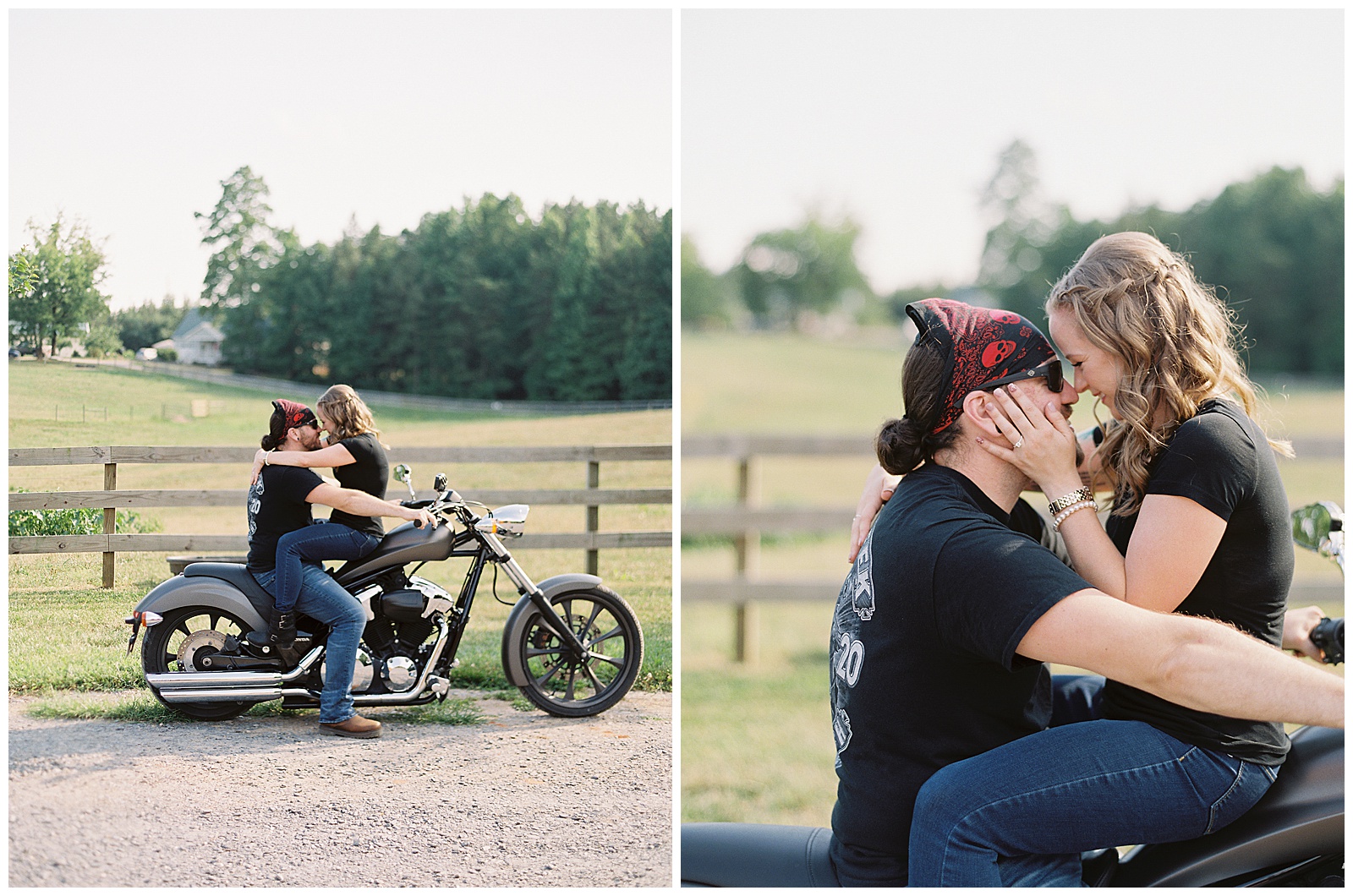 motorcycle engagement session in farmville virginia