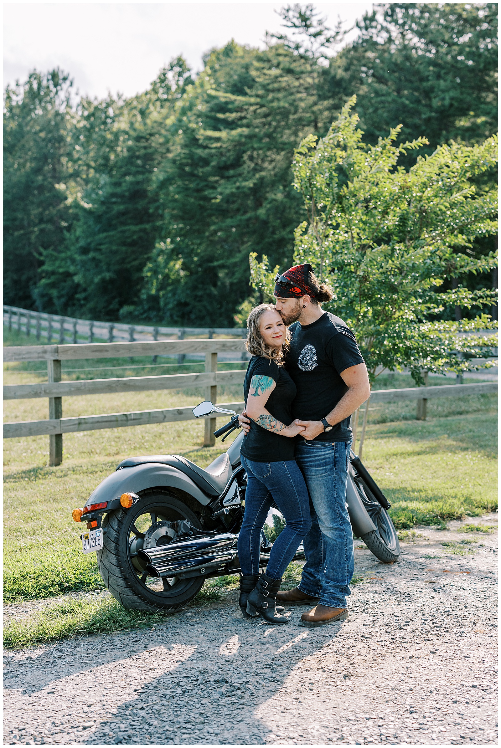 motorcycle engagement session in farmville virginia